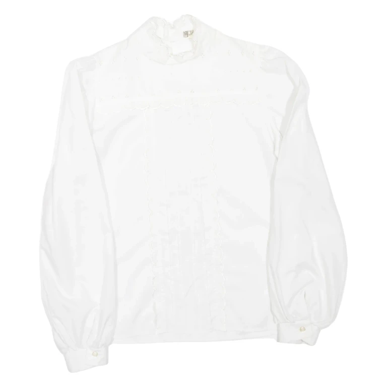 Womens Shirt White High Neck Long Sleeve L