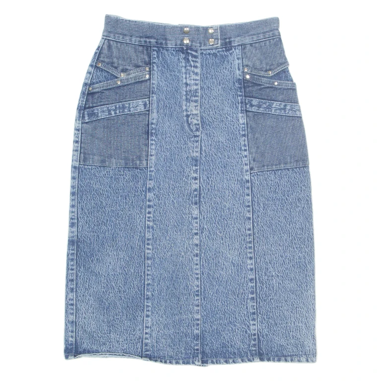 DALGIC JEANS Womens Pencil Skirt Blue Midi Denim M