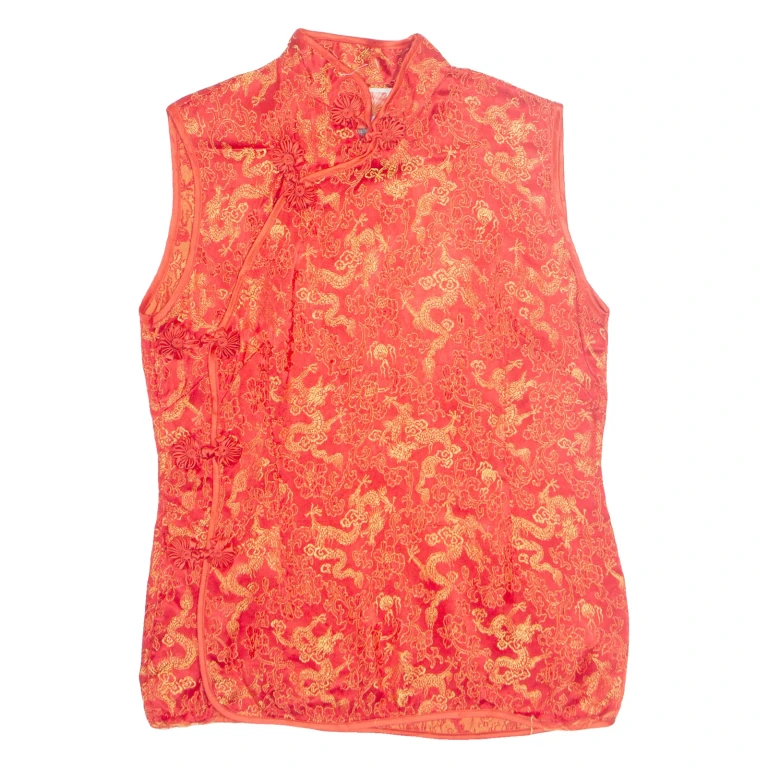 ORIENTAL Womens Printed Top Red Sleeveless Crazy Pattern M