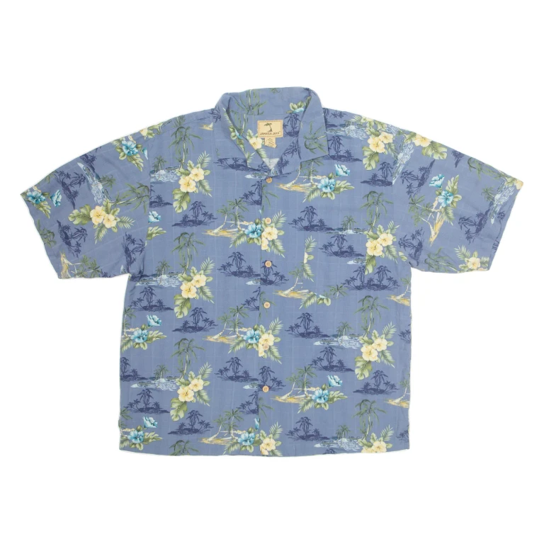 JAMAICA JAXX Mens Hawaiian Shirt Blue Floral XL