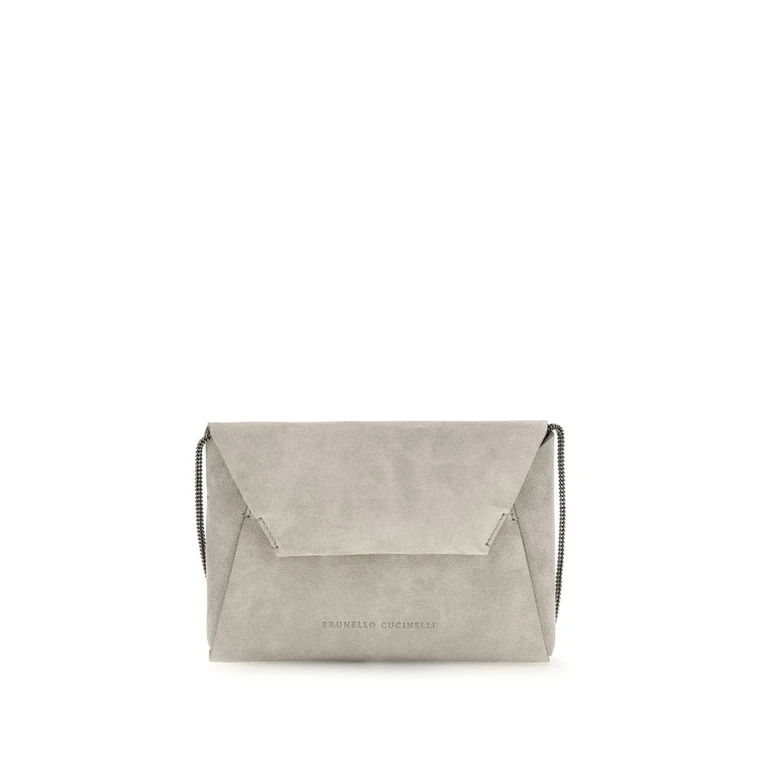 Brunello Cucinelli Gray Calf Leather Bos Taurus Shoulder Bag - Women