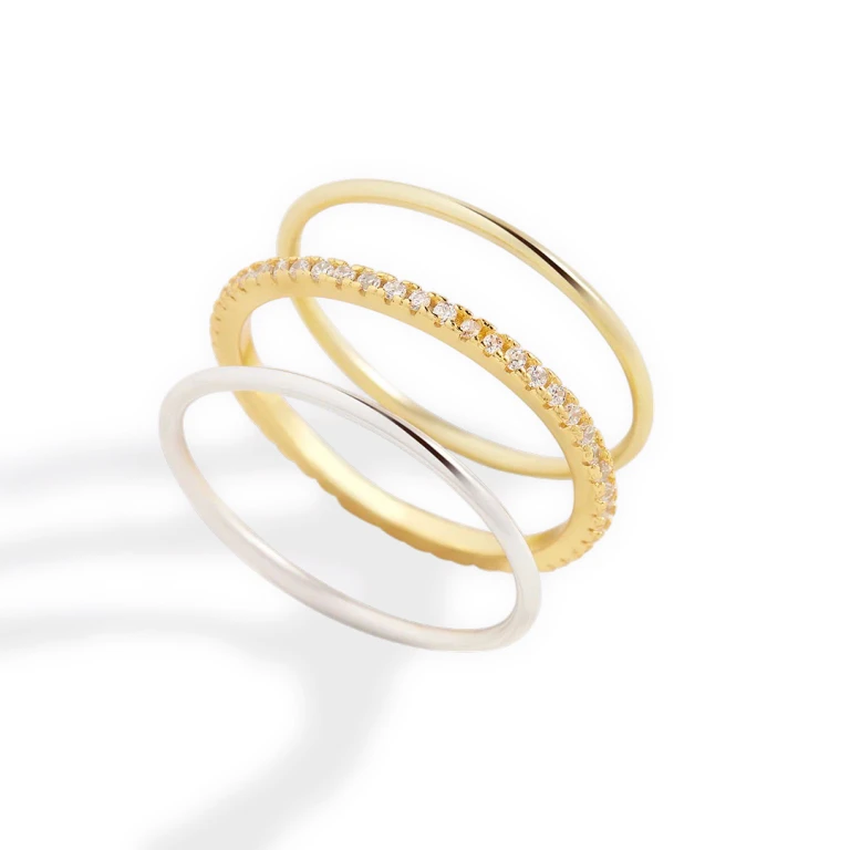 Gold and Silver Stacking Ring Set