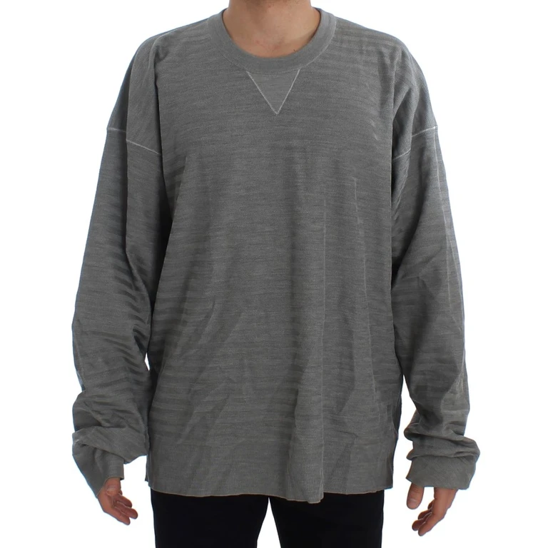 Dolce & Gabbana Gray Crewneck Pullover Silk Sweater Viscose Clothing - Men