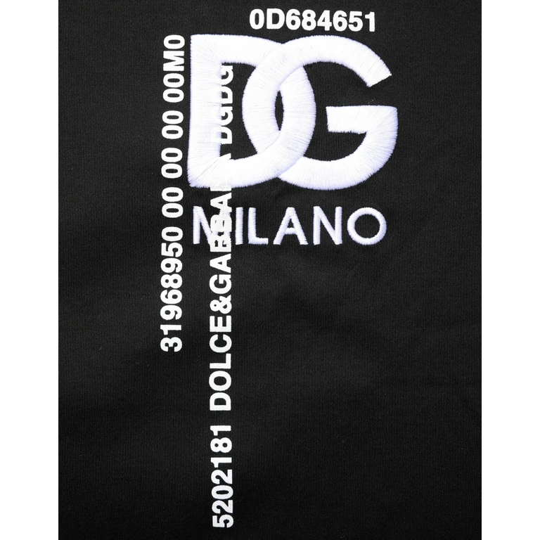 Dolce & Gabbana Black Logo Embroidered Men Crew Neck T-Shirt Cotton - Men