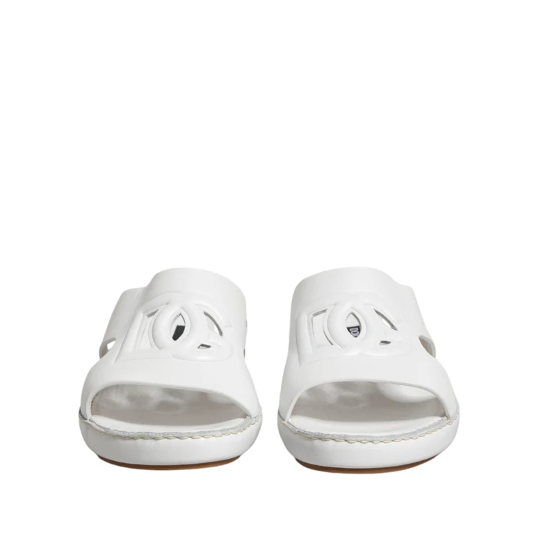 White Dg Cutout Slides Slippers Flats Shoes Rubber - Men