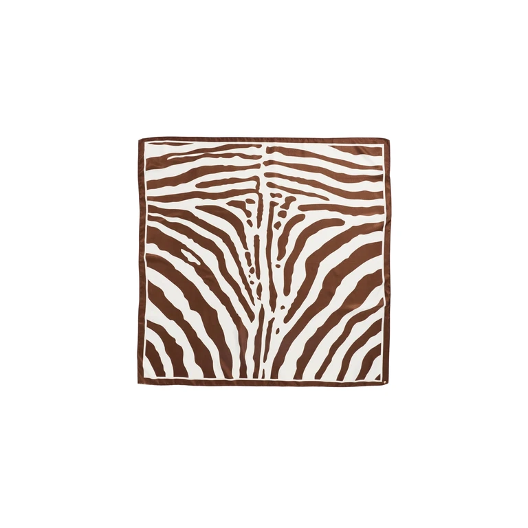 Oversized Zebra Square Satin Scarf Walnut One Size