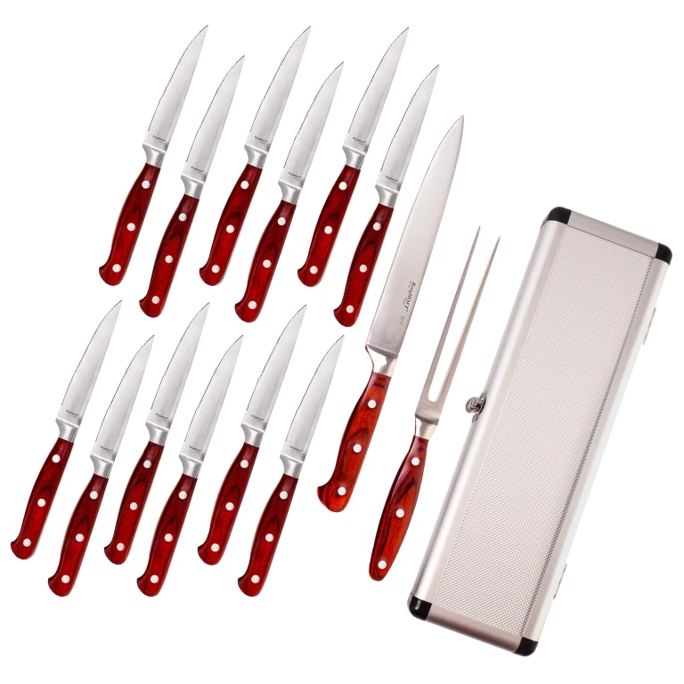 Pakka Wood 15pc Stainless Steel Steak & Carving Knife Set