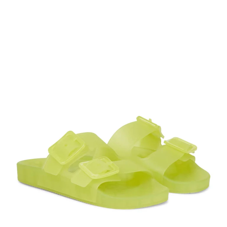 Balenciaga Ladies Mallorca Buckled Slide Sandals in Fluo Yellow