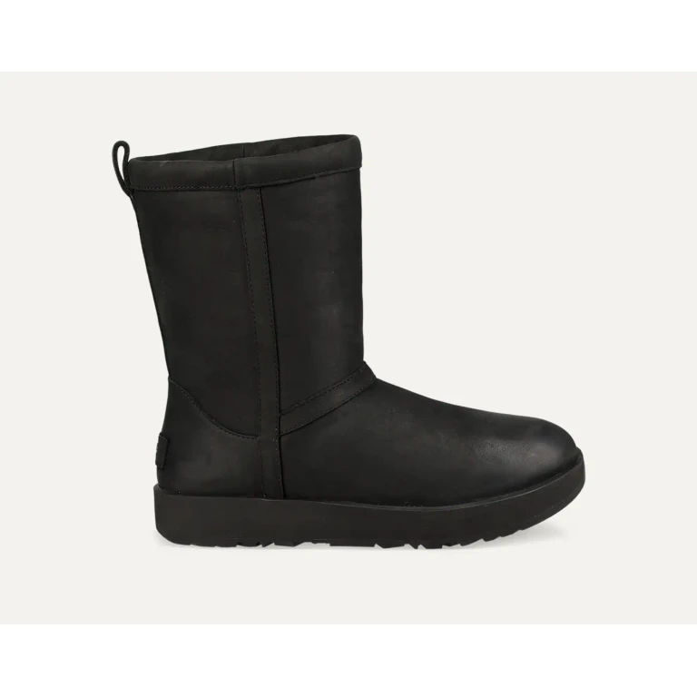 [1017509-blk] Womens Ugg Classic Short Ii Leather Boot 'black' - Black