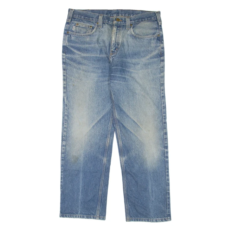 CARHARTT Workwear Mens Jeans Blue Relaxed Straight Stone Wash W35 L30