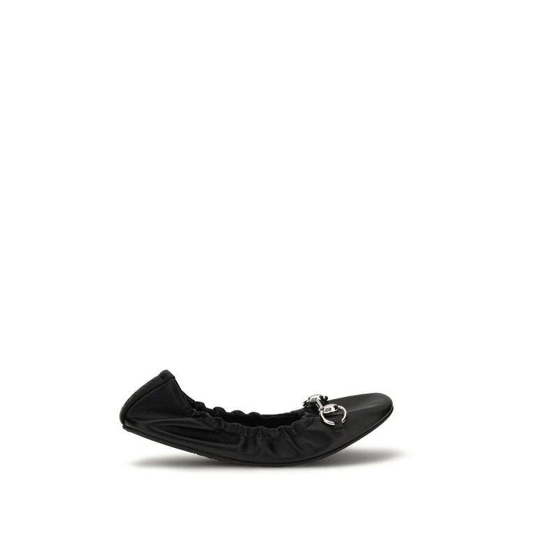 Gucci Black Calf Leather Bos Taurus Ballet Flats - Women