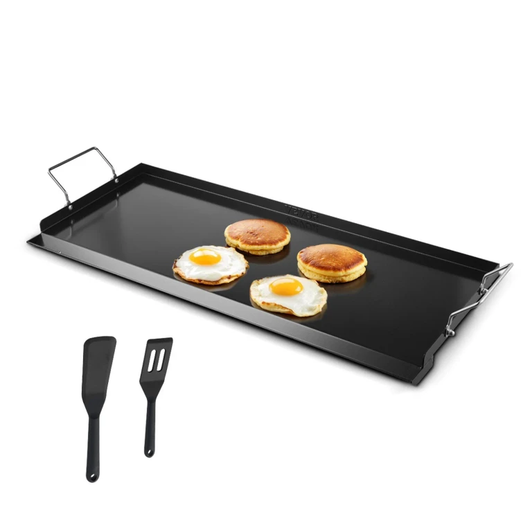 32x14 in Flat Top Griddle Carbon Steel Universal BBQ Grill Pan Cookware - Black