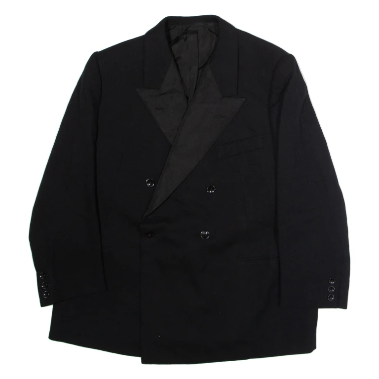 Mens Blazer Jacket Black Wool L