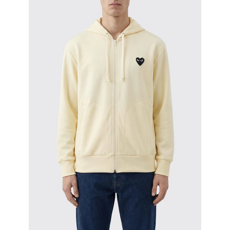 Zip-Up Hooded Sweatshirt in Polyester with Logo (AXT254IVORY)