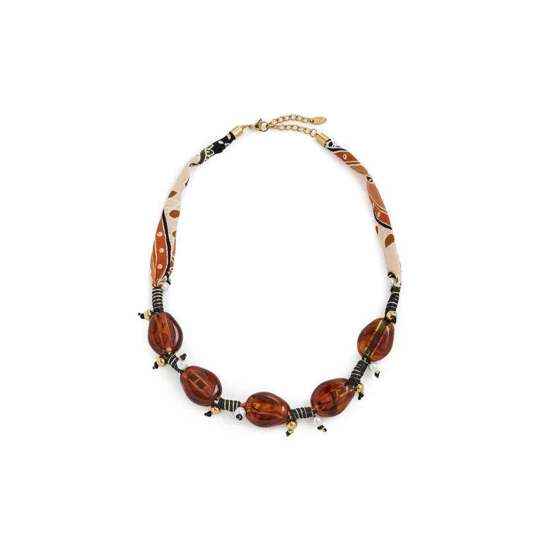 By Adina Eden Bandana Beaded Amber Necklace Amber One Size