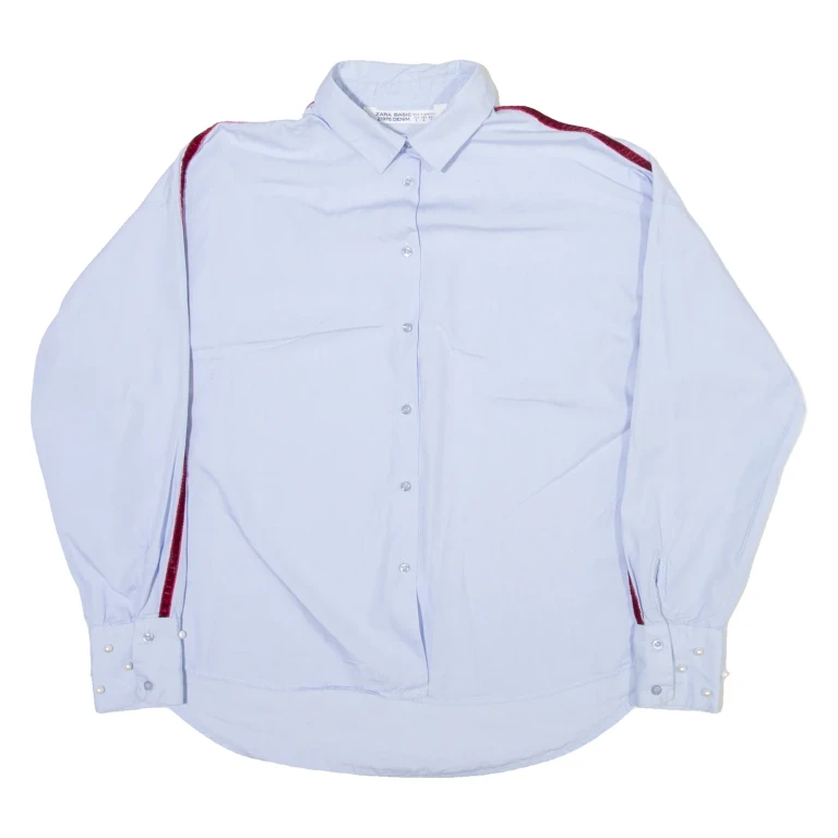 ZARA Womens Plain Shirt Blue Long Sleeve S