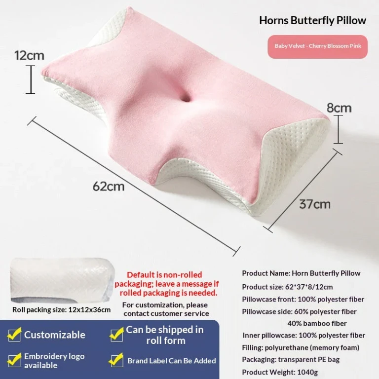 Butterfly Memory Foam Pillow - Slow-Rebound Neck Support in Ice Silk & Baby Velvet