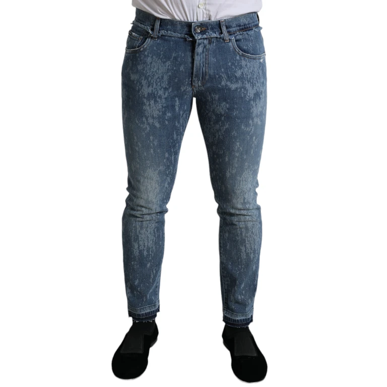 Dolce & Gabbana Blue Washed Skinny Cotton Stretch Denim Jeans Elastane Clothing - Men