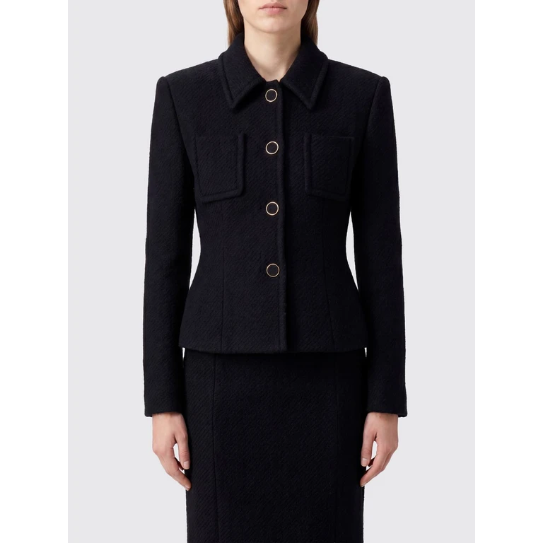 CHLOÉ Slim Fit Single-Breasted Short Wool Coat with Patch Pockets (CH26AVE08060001)