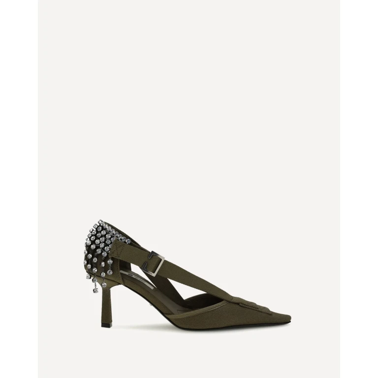Escarpins Prada en toile de coton avec cristaux