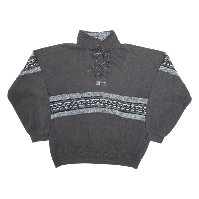 SUN CITY Mens Sweatshirt Grey High Neck L
