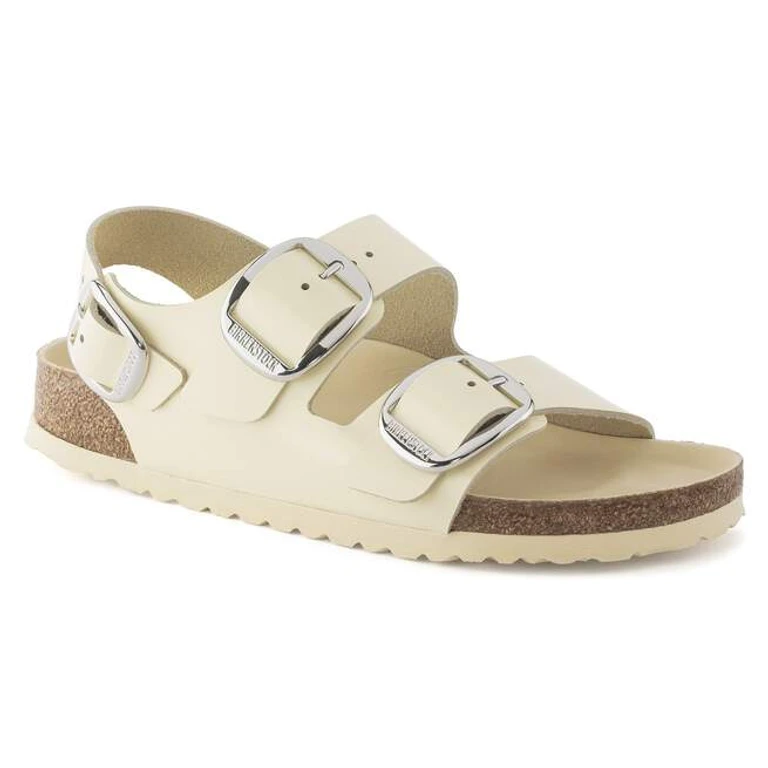 Unisex Milano Big Buckle Natural Leather Patent High Shine Butter