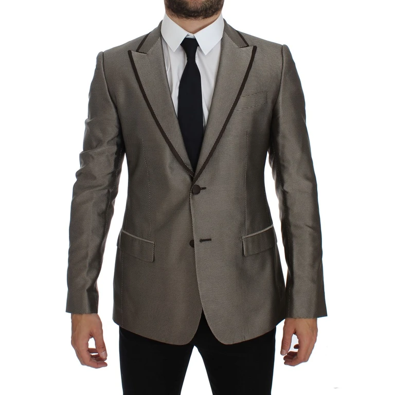 Dolce & Gabbana Brown Slim Fit Silk Two Button Blazer Clothing - Men