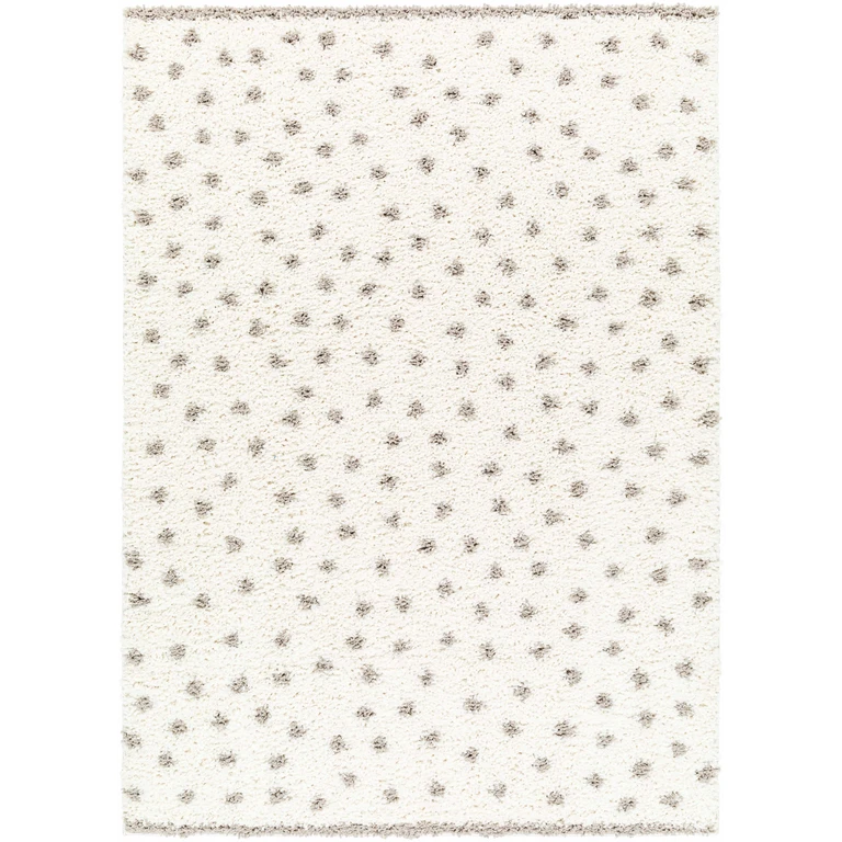 Chaia Dotted Cream & Gray Plush Area Rug - Clearance
