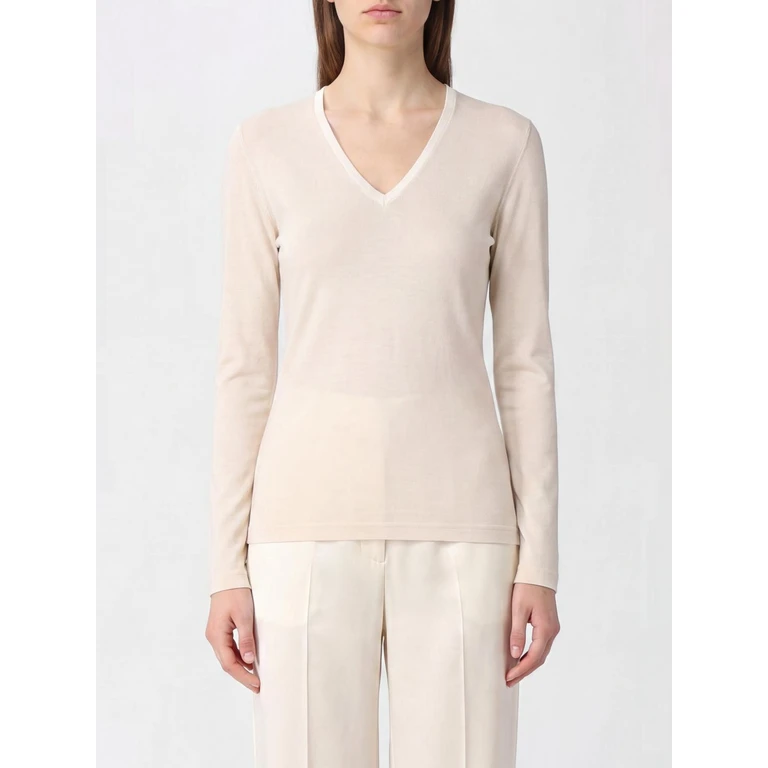 Long-Sleeved V-Neck T-shirt in Cotton with Contrast Trims (JED216F604L9070145)
