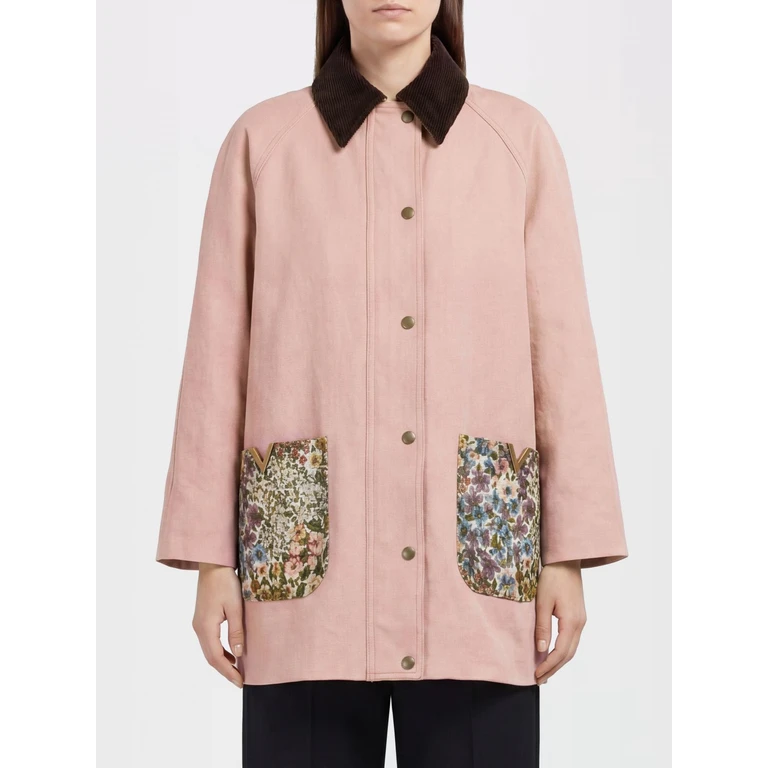 Denim Jacket with Velvet Collar and Floral Details (8B3DC8359Y9O45)