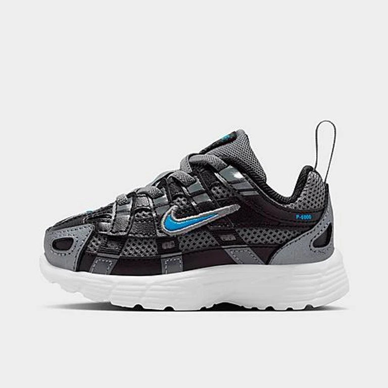 Kids Toddler P-6000 Stretch Lace Casual Shoes in Smoke Grey/Black/Platinum Tint Size: 2.0