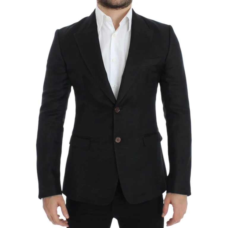 Dolce & Gabbana Black Silk Slim Fit Blazer Cotton Clothing - Men