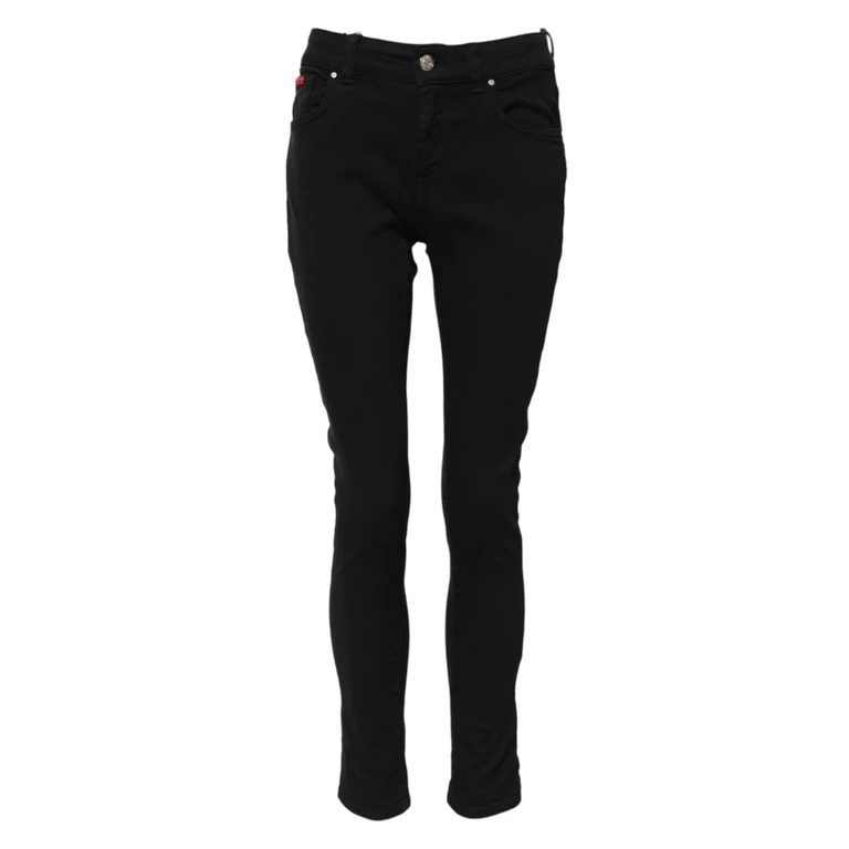Dolce & Gabbana Black Cotton Logo Skinny Mid Waist Denim Jeans Elastane Clothing - Women