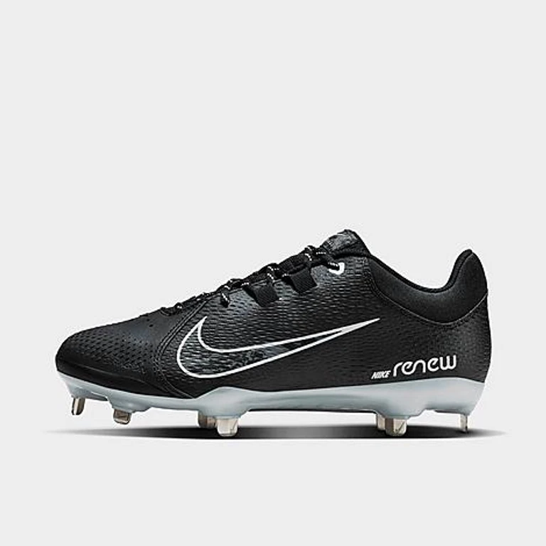 Nike Women's Hyperdiamond 4 Pro Softball Cleats in Black/Pure Platinum/Iron Grey Size: 5.0