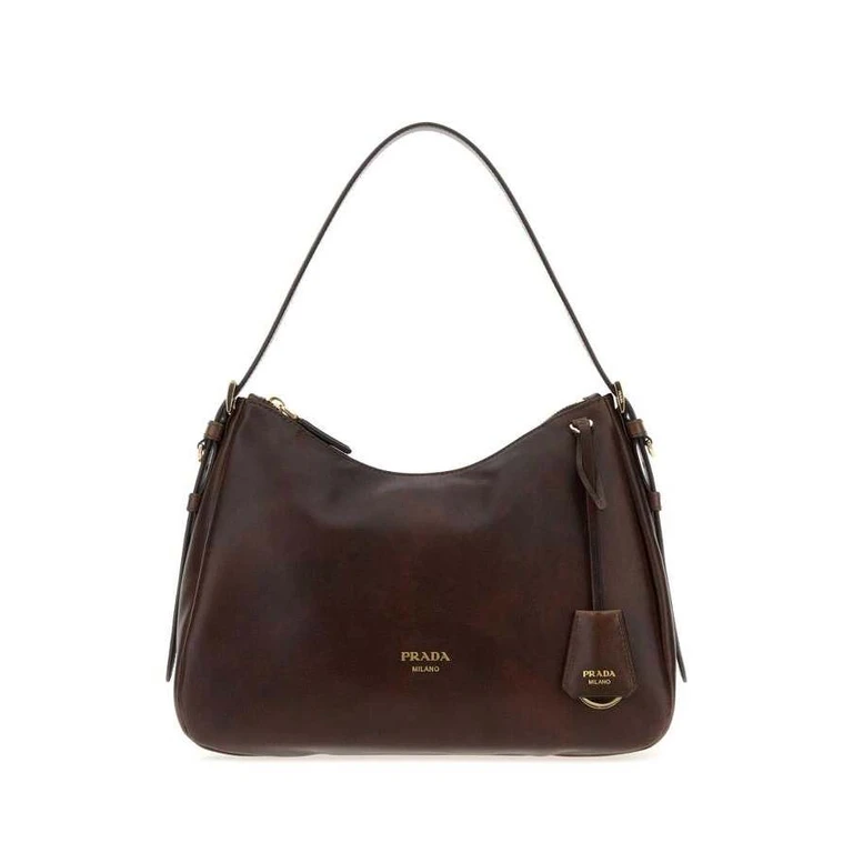 Dark Brown Leather Shoulder Bag Cacao Borse A Mano