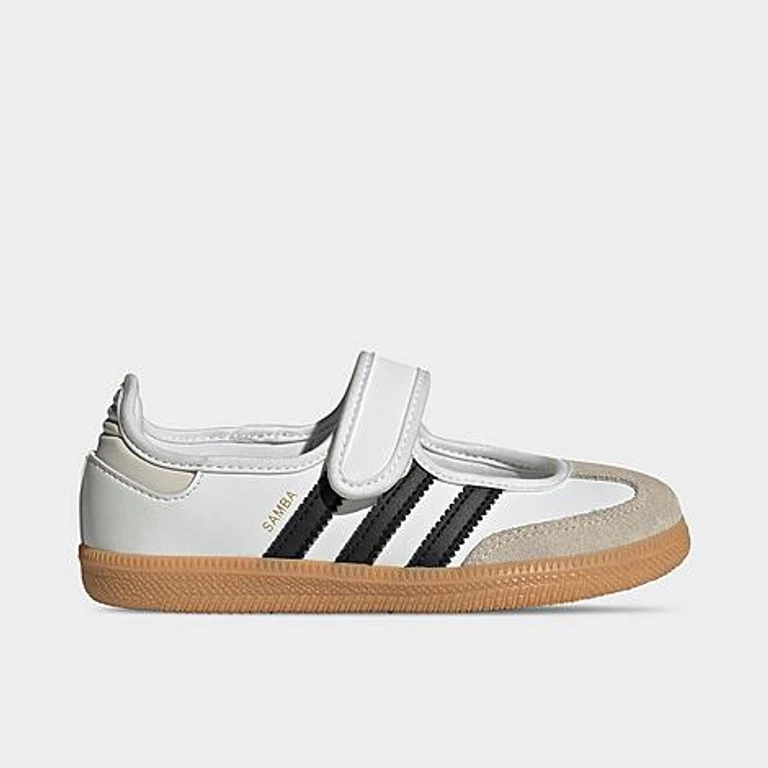 Girls' Little Kids Originals Samba Jane Casual Shoes in Cloud White/Team Victory Red/Gum Size: 1.0