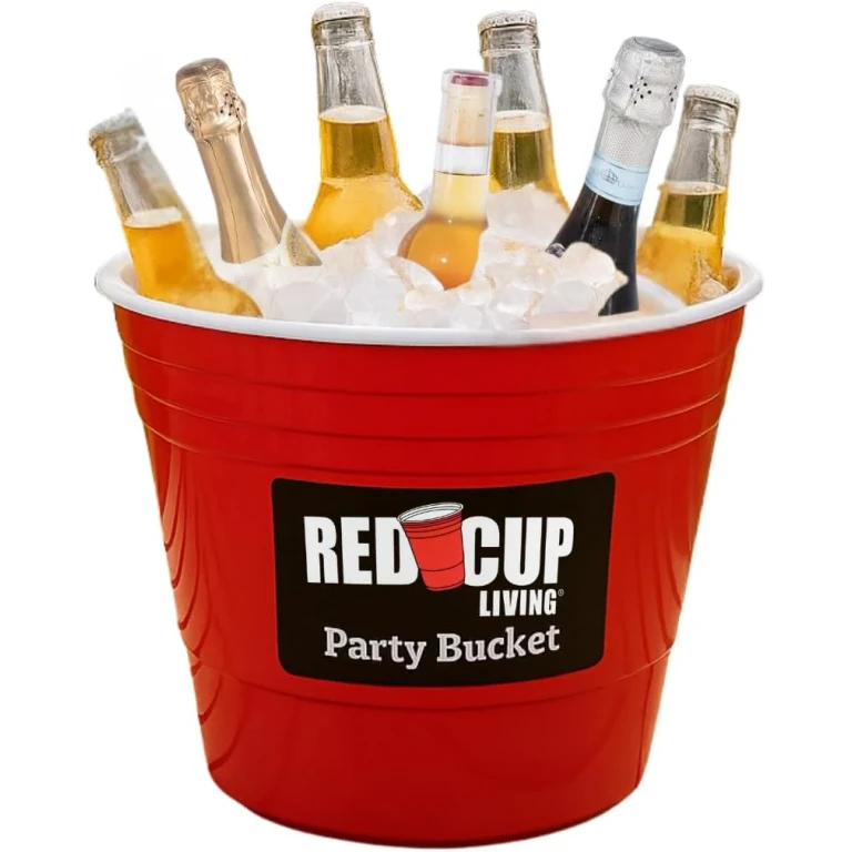 Reusable Red Plastic Ice Bucket for Parties - Large Beverage Tub, Wine Cooler, Beer Bucket, Drink Holder for Indoor/Outdoor Bars, Galvanized Tubs, Father's Day Party Celebration Unbreakable