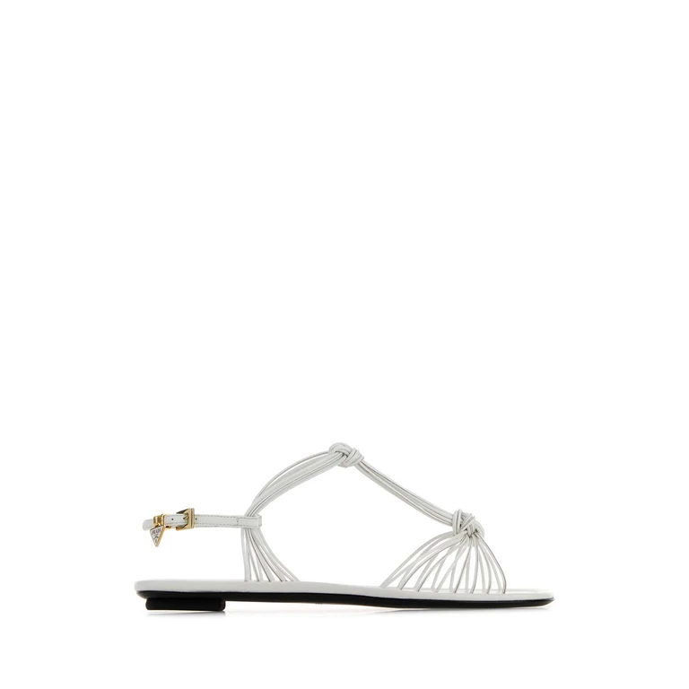 Prada White Leather Sandals Bianco Sandali - Women