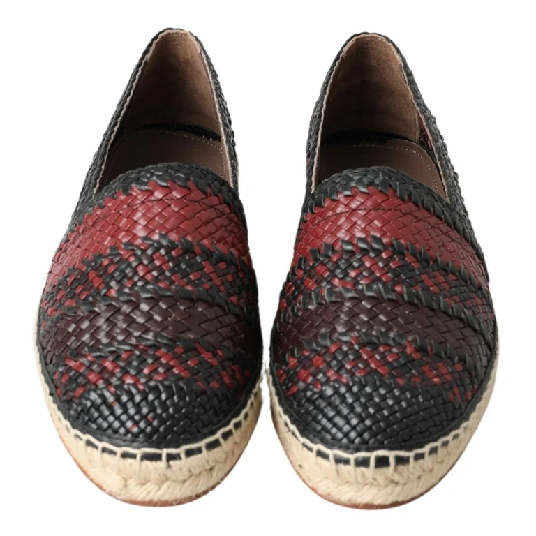 Dolce & Gabbana Black Bordeaux Buffalo Leather Espadrille Shoes - Men