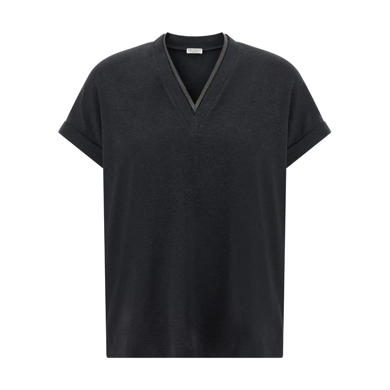 Brunello Cucinelli Gray Cotton T-Shirt - Women