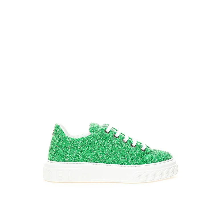 Green Fabric And Leather Athletic Sneakers - Women