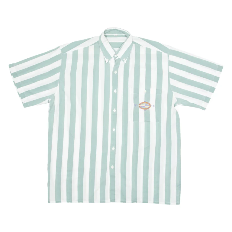 ACKERMANN Compass Mens Shirt White 90s Striped M