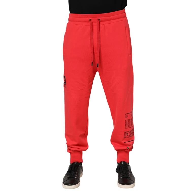 Dolce & Gabbana Red Cotton Men Jogger Sweatpants Pants - Men