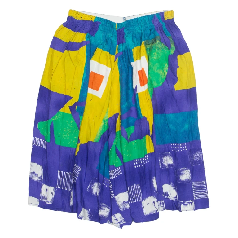 Womens A-Line Skirt Blue Knee Length Crazy Pattern S