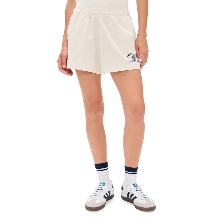 Sporty & Rich Varsity Crest Disco Shorts Ecru L