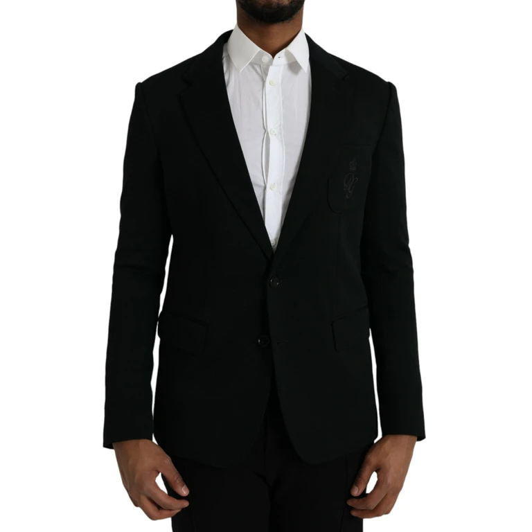 Dolce & Gabbana Black Wool Notch Single Breasted Coat Blazer Virgin Nylon Clothing - Men