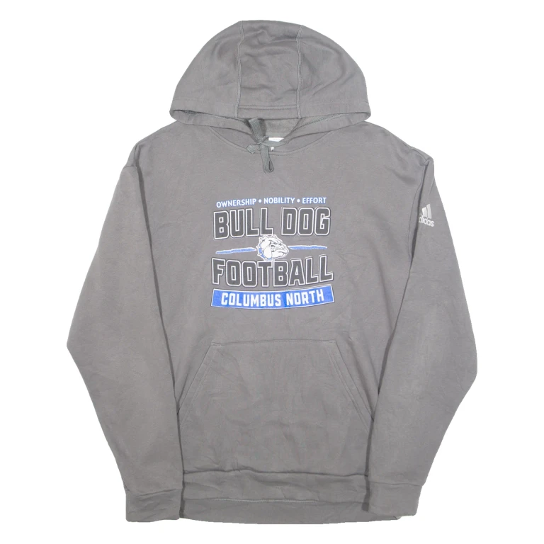 ADIDAS Bulldog Football Columbus North Mens Grey Hoodie USA M