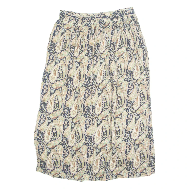 FACHATTA Womens A-Line Skirt Green Midi 90s Paisley M