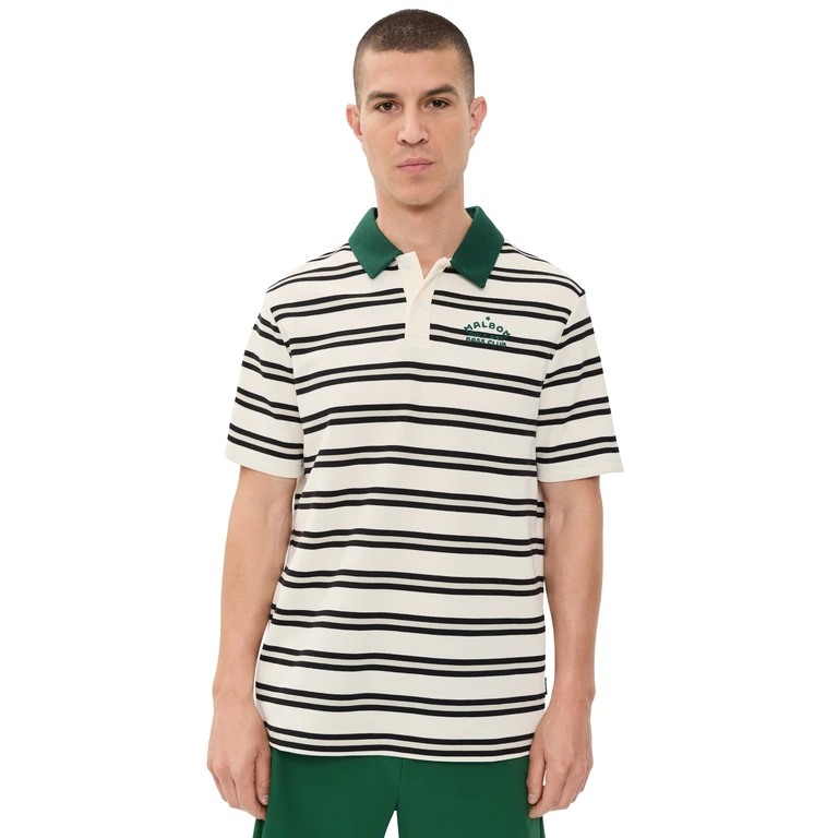 Malbon Fairway Bass Club Polo Ivory Stripe XL