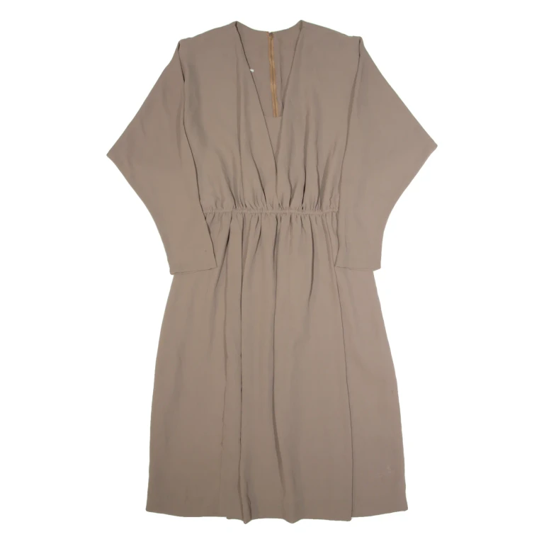 Womens A-Line Dress Brown 90s Long Sleeve Long M